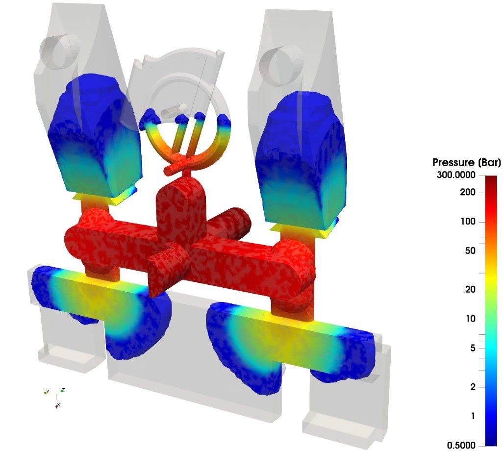 3D-Simulation der PolymerVolumeFraction beim Spritzgussfüllen
